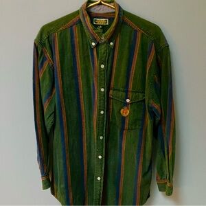 Vintage Y2K Hunting Horn Color Block 90’s Button Down Shirt 100% Cotton Size L